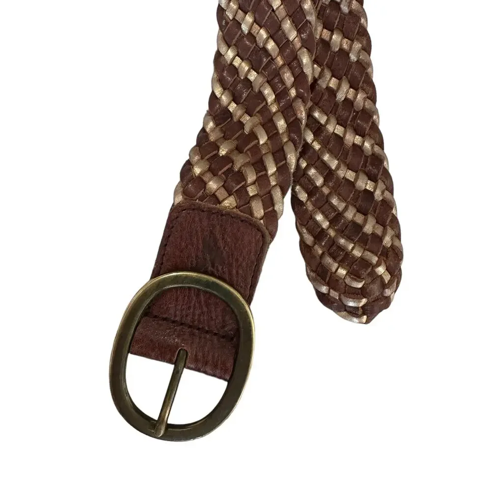 American Eagle Outfitters | Size S/M Metallic Gold Brown Woven Distressed Buckle